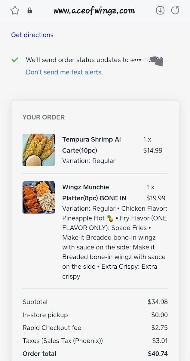Ace of wingz Menu - Image 3